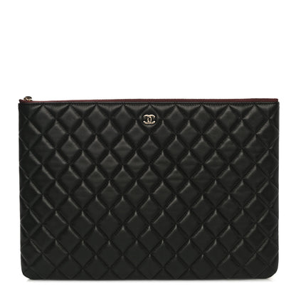 Chanel Lambskin Quilted Large Cosmetic Case Black 1 of 11