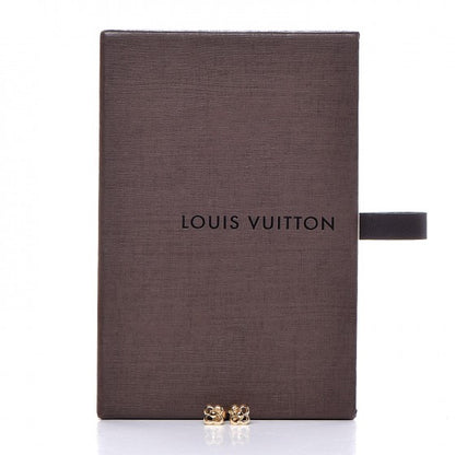 Louis Vuitton Brass Flower Full Stud Earrings Gold 4 of 4