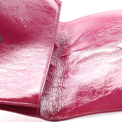 Saint Laurent Textured Patent Monogram Large Belle De Jour Clutch Fuchsia 5 of 6