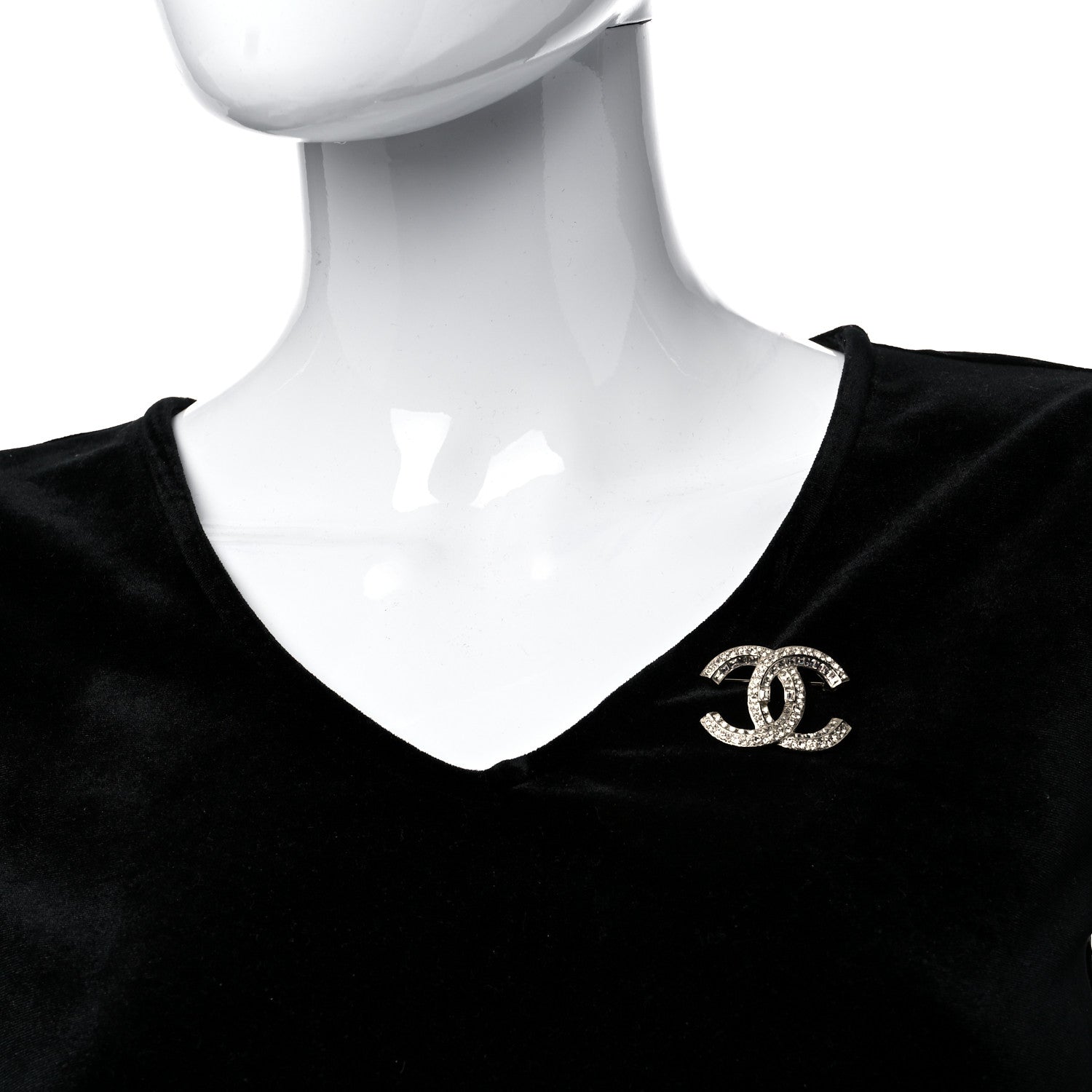 Chanel Baguette Crystal CC Brooch Light Gold 2 of 4