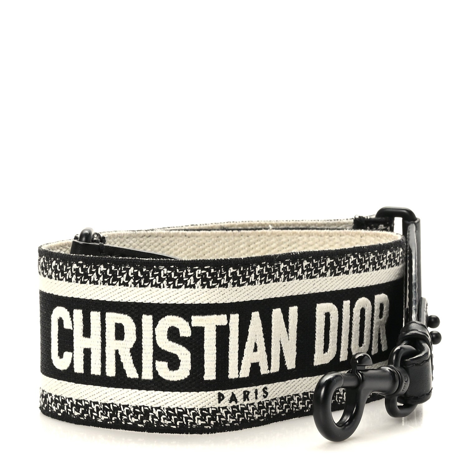 Christian Dior Canvas Embroidered Shoulder Strap Black Ultramatte 1 of 5
