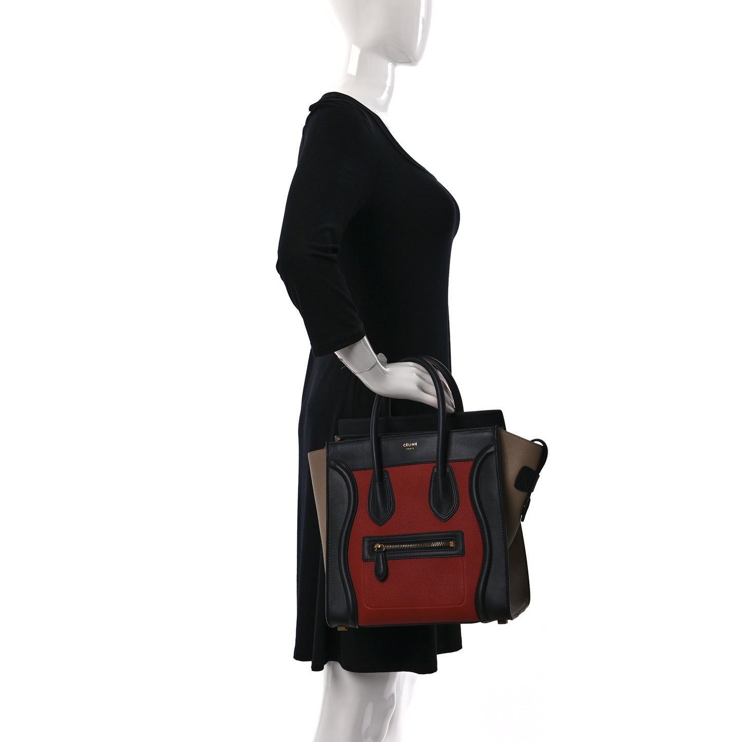 Drummed Calfskin Micro Tri-Color Luggage Rust