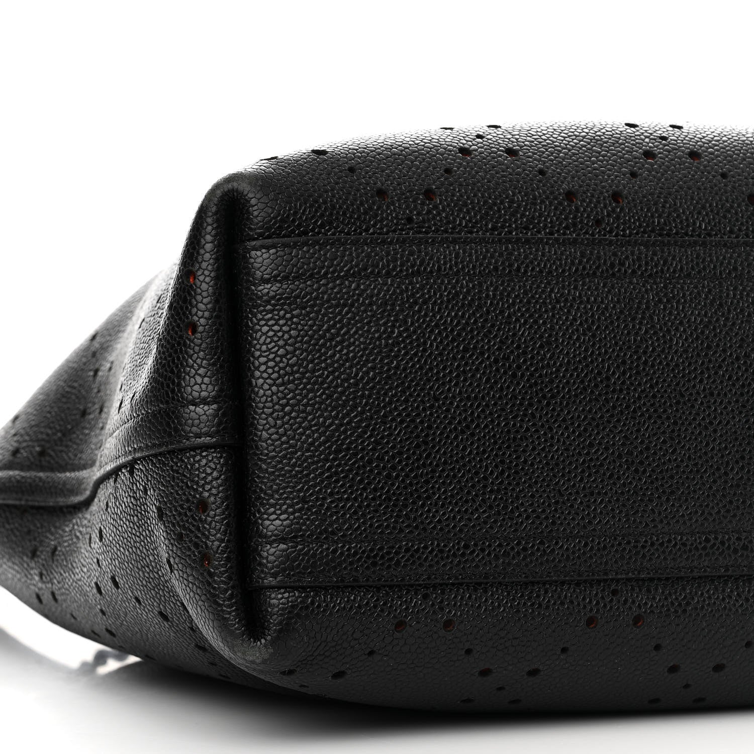 Chanel Caviar Perforated Drawstring CC Bag Black Orange 9 of 16