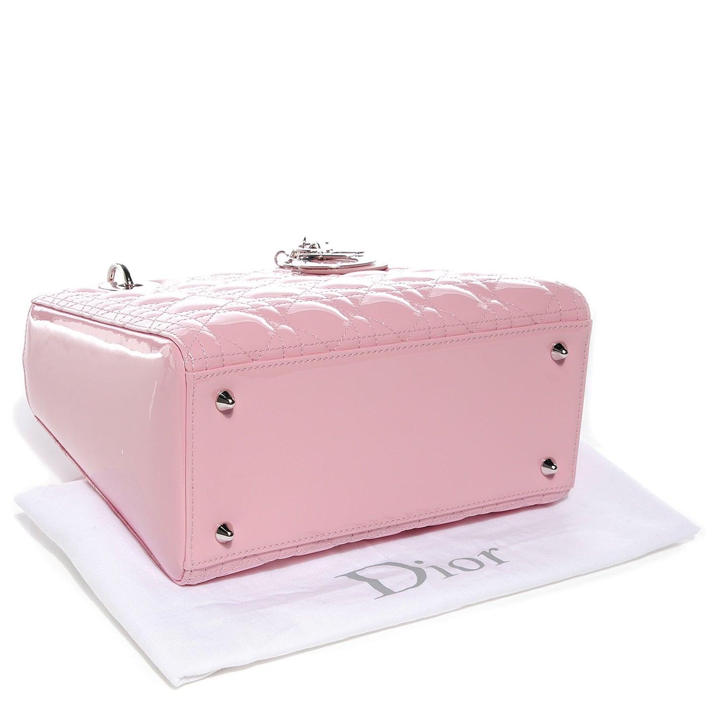 Patent Cannage Medium Lady Dior Rose Clair