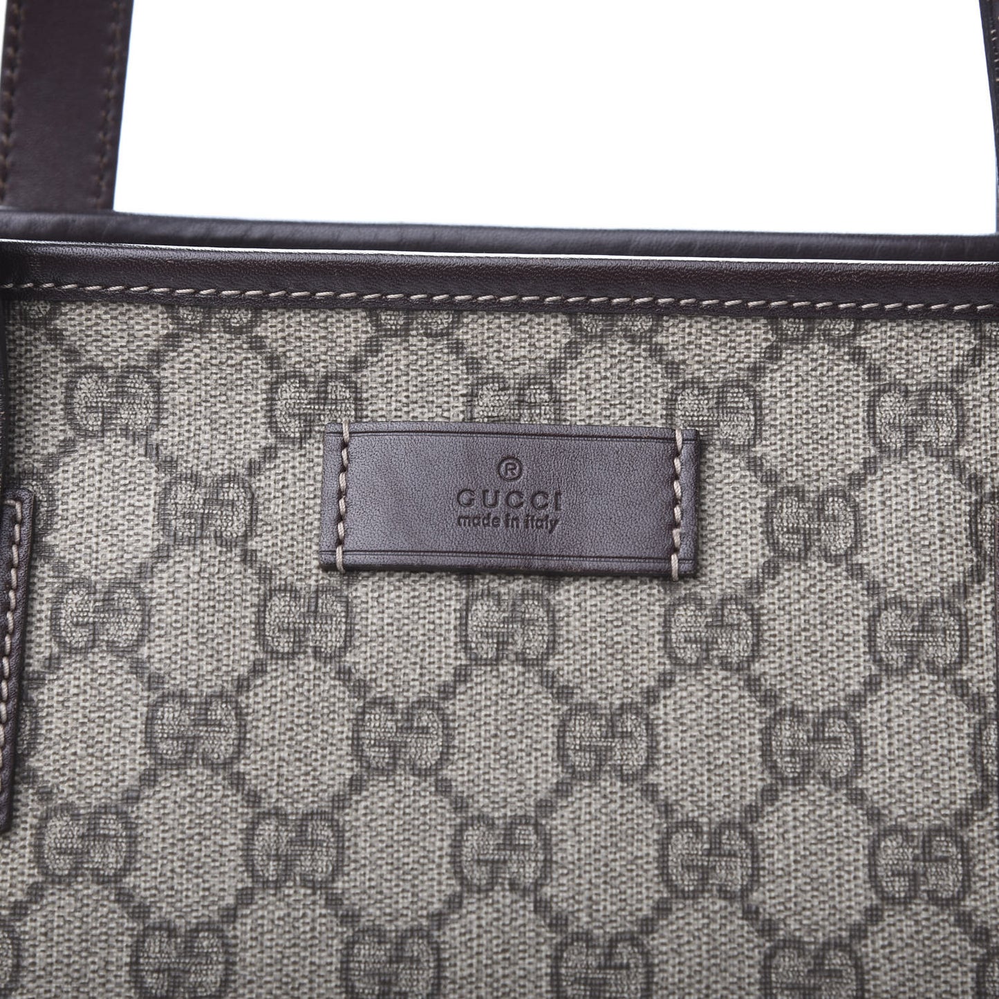 GG Supreme Monogram Medium Zippered Shopping Tote Dark Brown