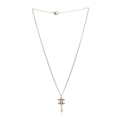 Chanel Crystal Pearl CC Drop Necklace Gold 4 of 5