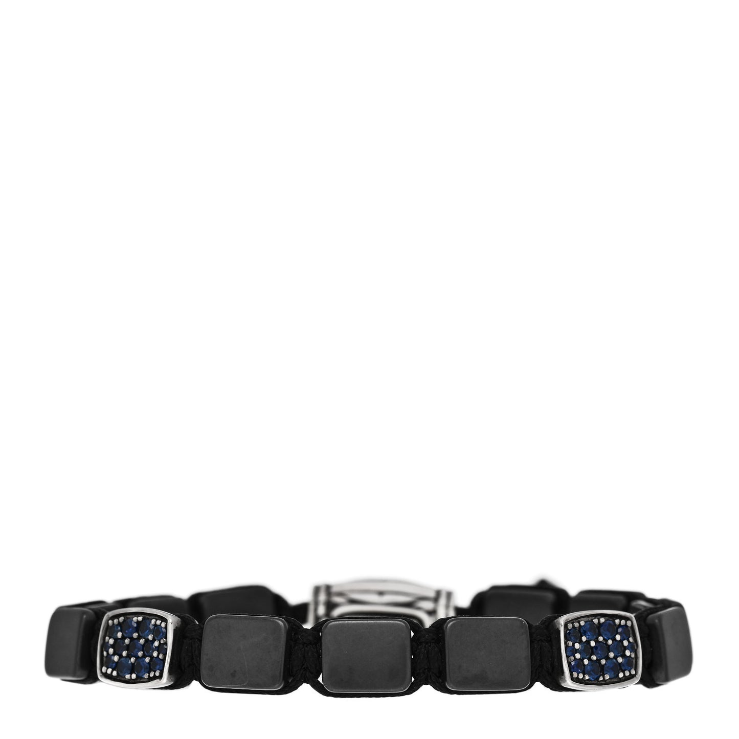 Sterling Silver Titanium Blue Sapphire Tile Station Bracelet