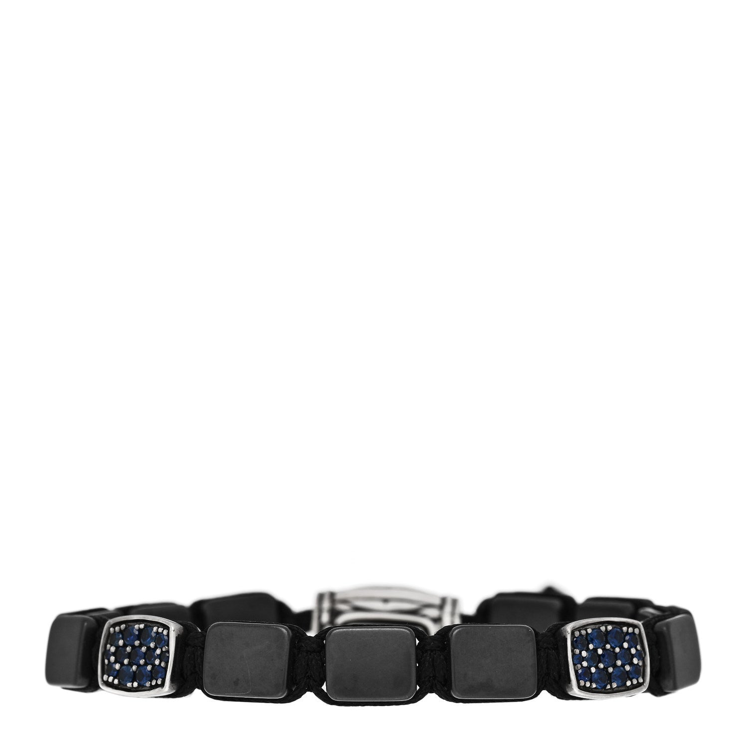 David Yurman Sterling Silver Titanium Blue Sapphire Tile Station Bracelet 1 of 3