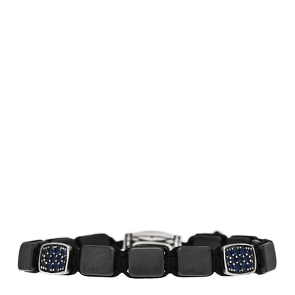 David Yurman Sterling Silver Titanium Blue Sapphire Tile Station Bracelet 1 of 3