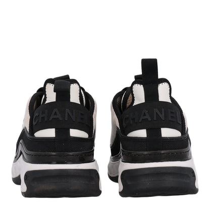Chanel Fabric Suede Calfskin CC Sneakers 38 White Black 7 of 11