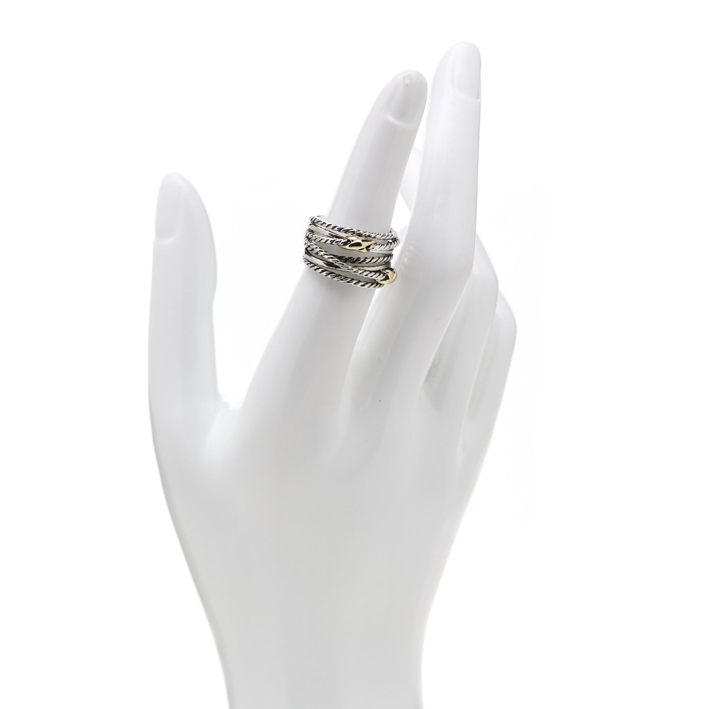 Sterling Silver 18K Yellow Gold Double X Crossover Ring 52 6