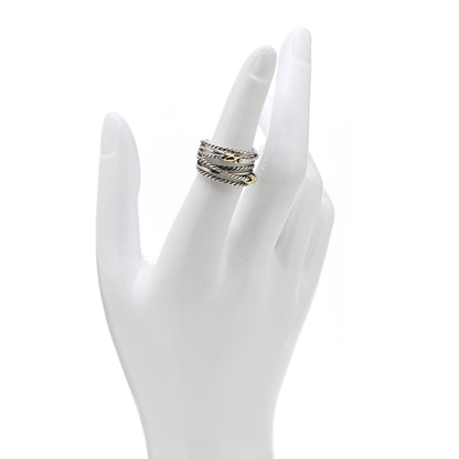 David Yurman Sterling Silver 18K Yellow Gold Double X Crossover Ring 52 6 2 of 4