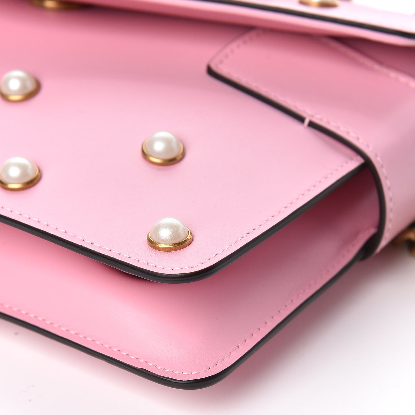 Nappa Pearl Studded Mini Queen Margaret Broadway Shoulder Bag Sugar Pink
