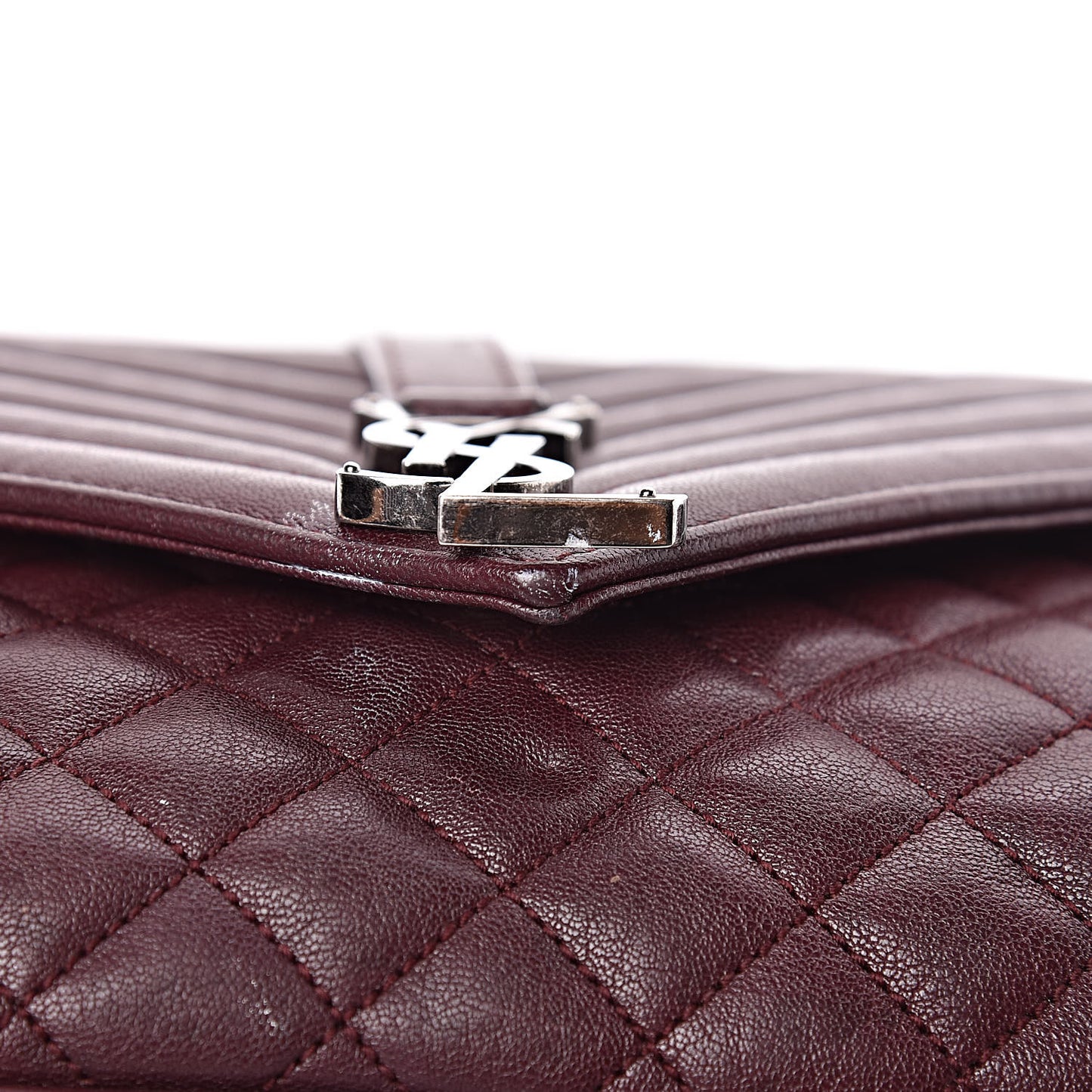 Calfskin Mixed Matelasse Triquilt Large Monogram Envelope Satchel Bordeaux