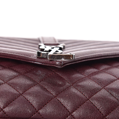 Saint Laurent Calfskin Mixed Matelasse Triquilt Large Monogram Envelope Satchel Bordeaux 19 of 34
