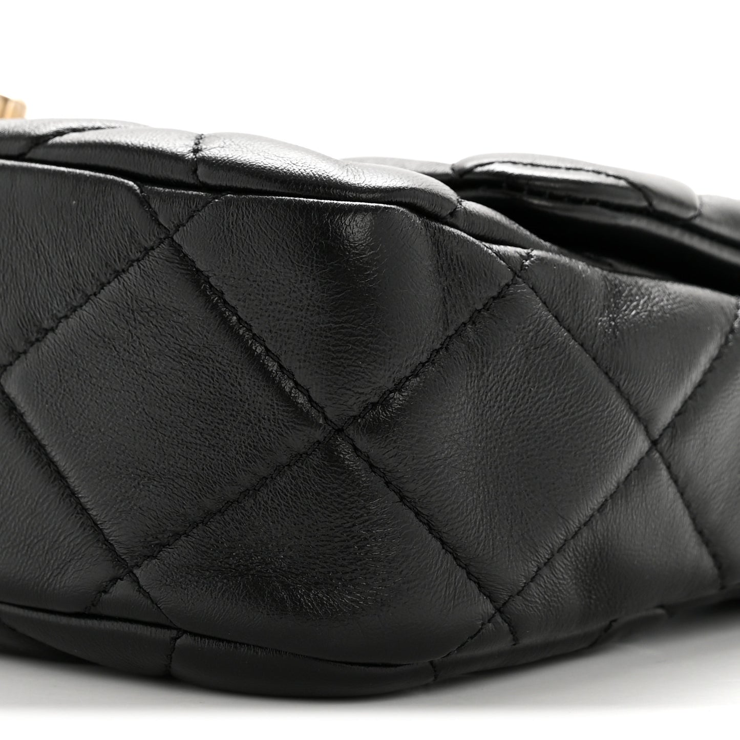 Lambskin Quilted Small Lacquered Chain Flap Black