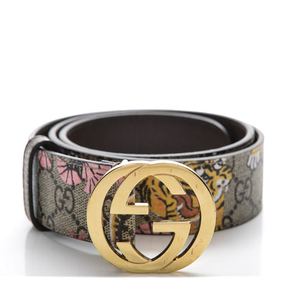Gucci GG Supreme Monogram Bengal Interlocking G Belt 80 32 Beige Pink 1 of 4