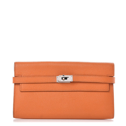 Hermes Chevre Mysore Kelly Longue Wallet Orange 1 of 7