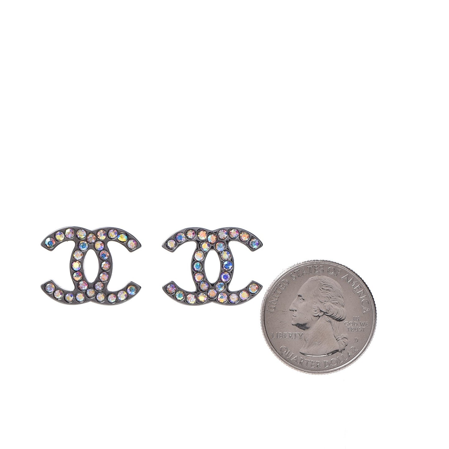 Iridescent Crystal CC Earrings Silver Multicolor