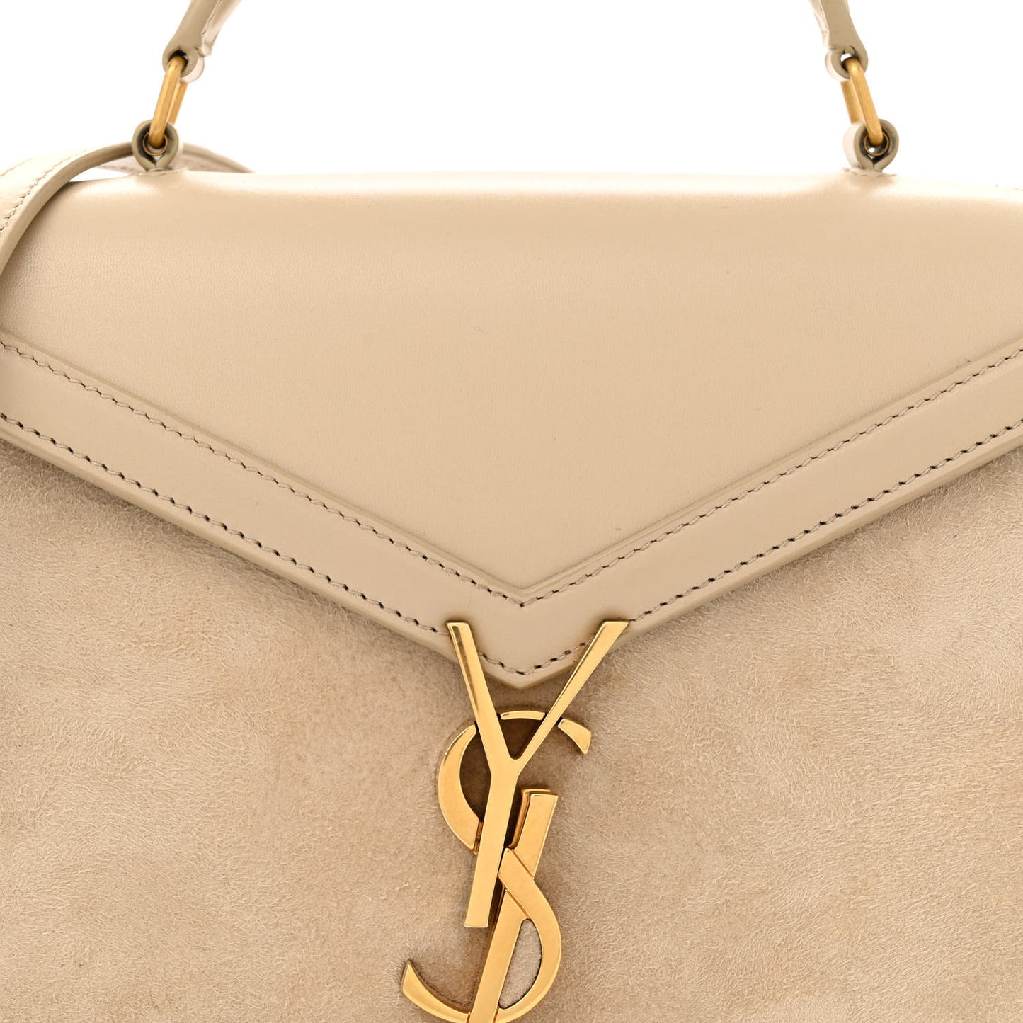 Kid Suede Smooth Calfskin Mini Classic Monogram Cassandra Top Handle Sea Salt