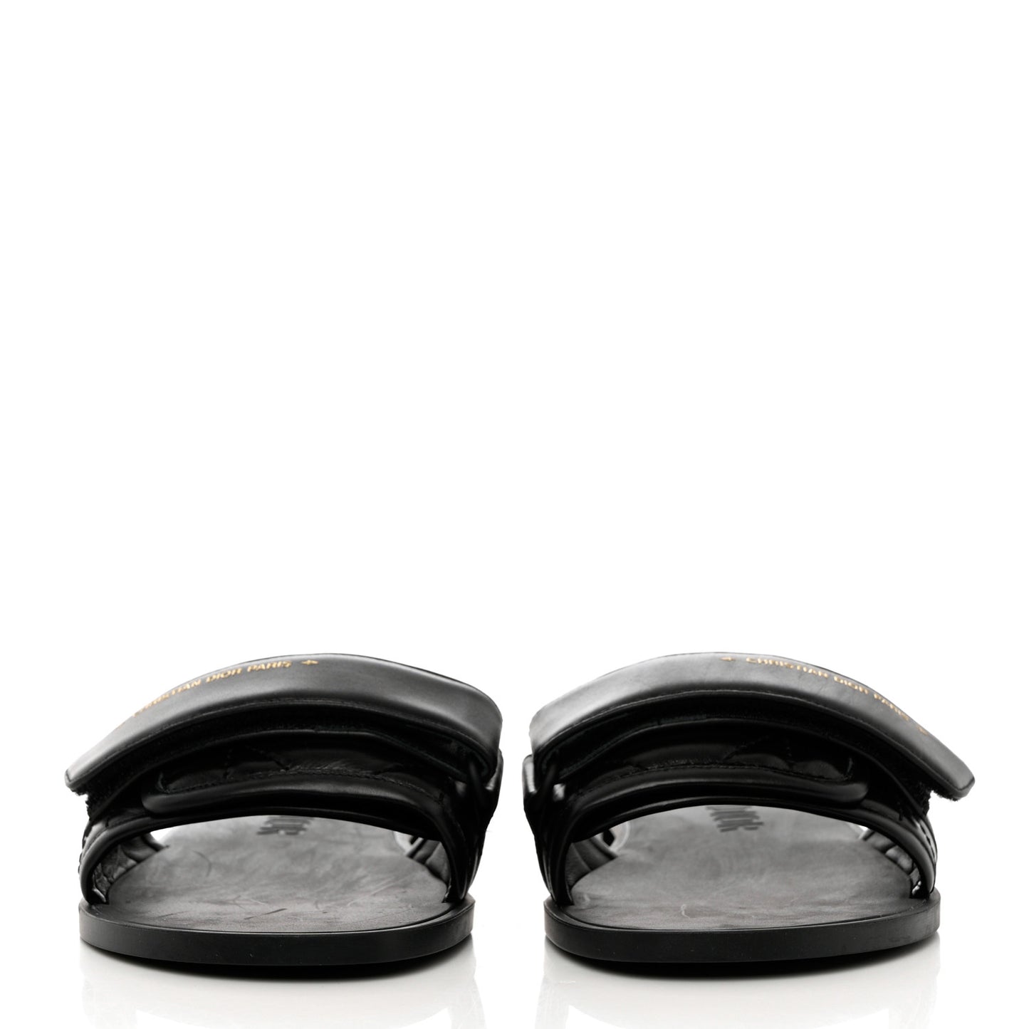 Calfskin Cannage Dio(r)evolution Slide Sandals 36 Black