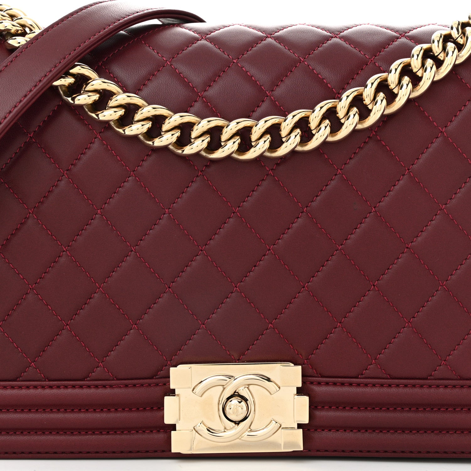 Chanel Lambskin Quilted New Medium Boy Flap Dark Red 8 of 13