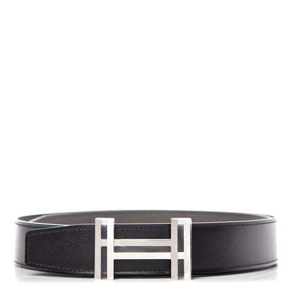 Hermes Box Togo 32mm Au Carre H Belt 90 Black Etain 1 of 7