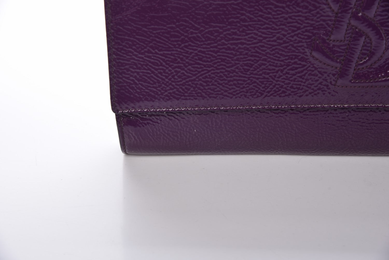 Saint Laurent Textured Patent Monogram Large Belle De Jour Clutch Purple 16 of 16