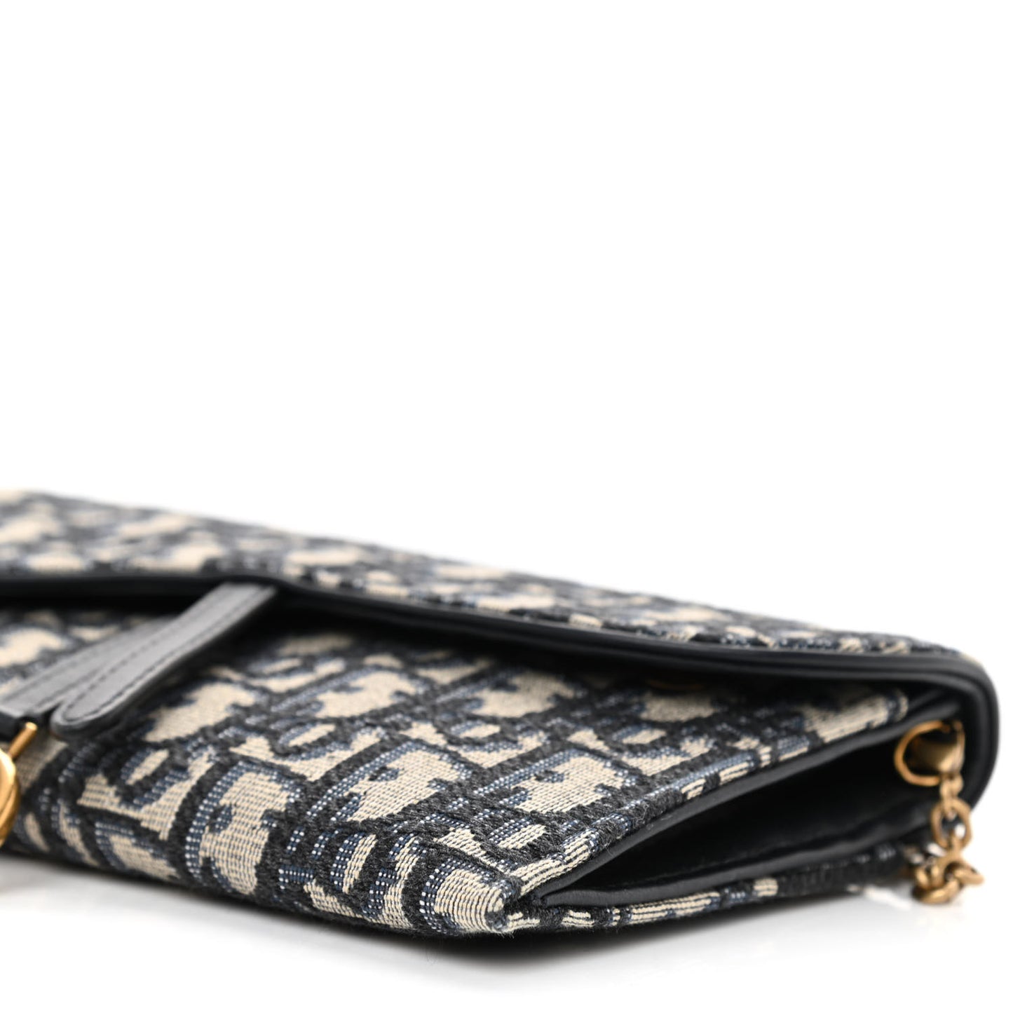 Oblique Saddle Chain Long Wallet Blue