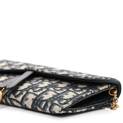 Christian Dior Oblique Saddle Chain Long Wallet Blue 9 of 9