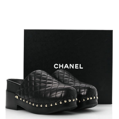 Chanel Lambskin Quilted CC Clogs 39 Black 11 of 11