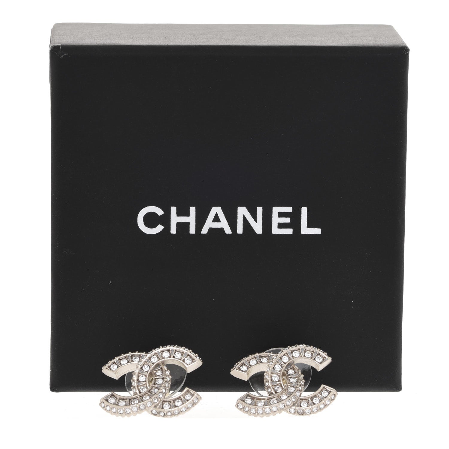 Chanel Crystal Timeless CC Earrings Light Gold 5 of 5
