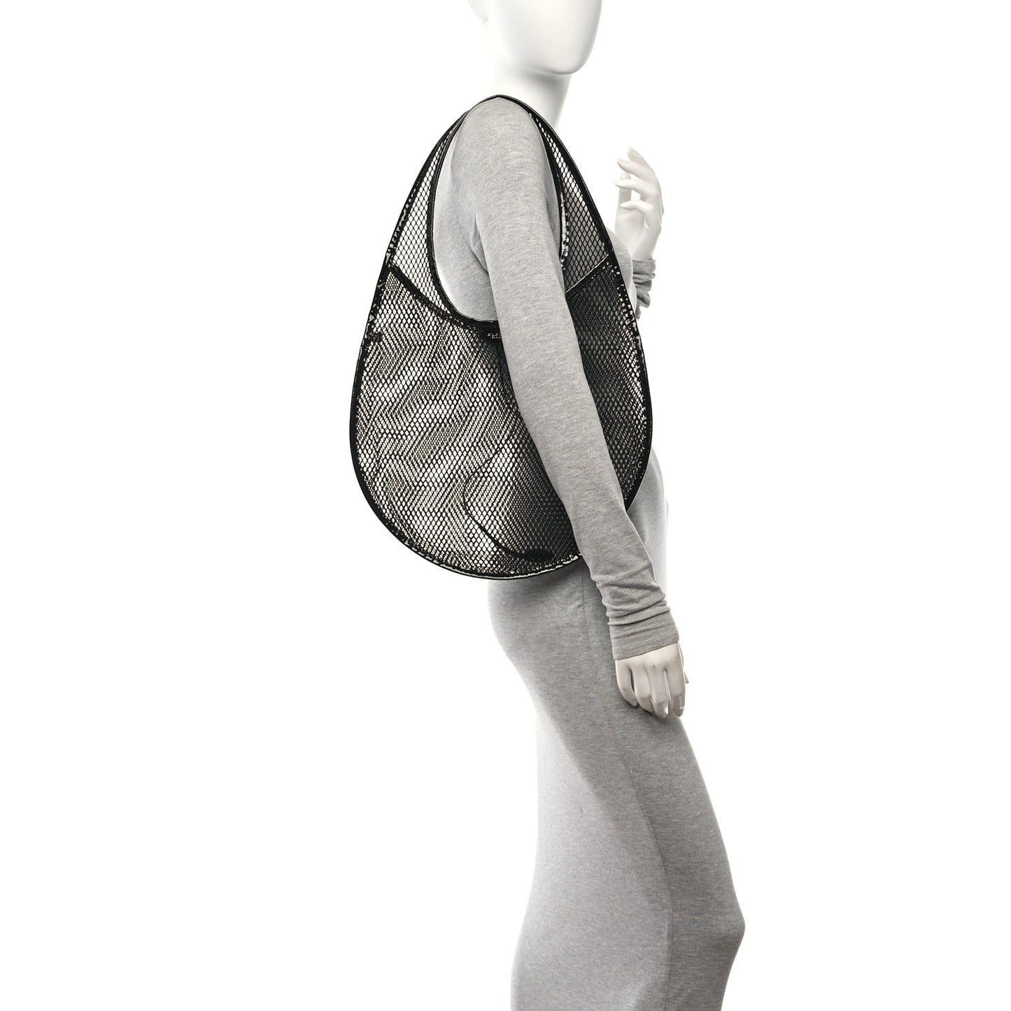 Fishnet Patent Calfskin Medium One Piece Bag Black