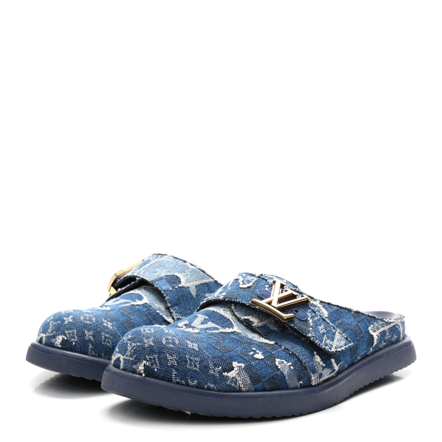 Louis Vuitton Monogram Patchwork Denim LV Easy Mule 11 Navy Blue 4 of 9