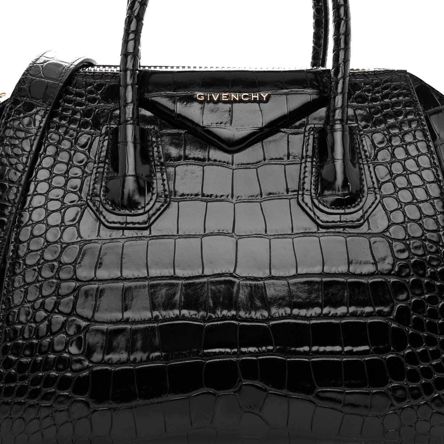 Givenchy Calfskin Crocodile Embossed Small Antigona Black 8 of 11