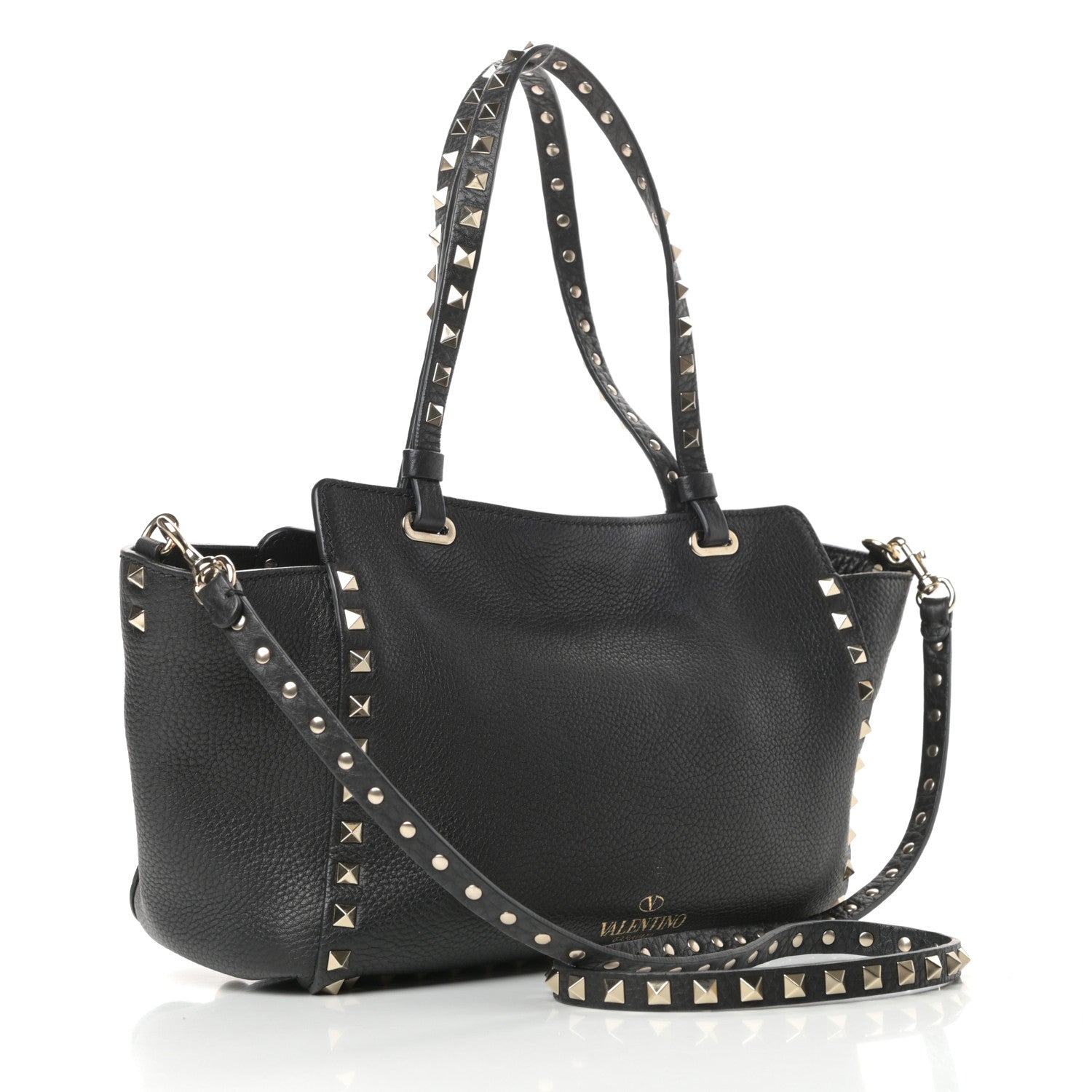 Valentino Garavani Grained Calfskin Small Rockstud Tote Black 3 of 10