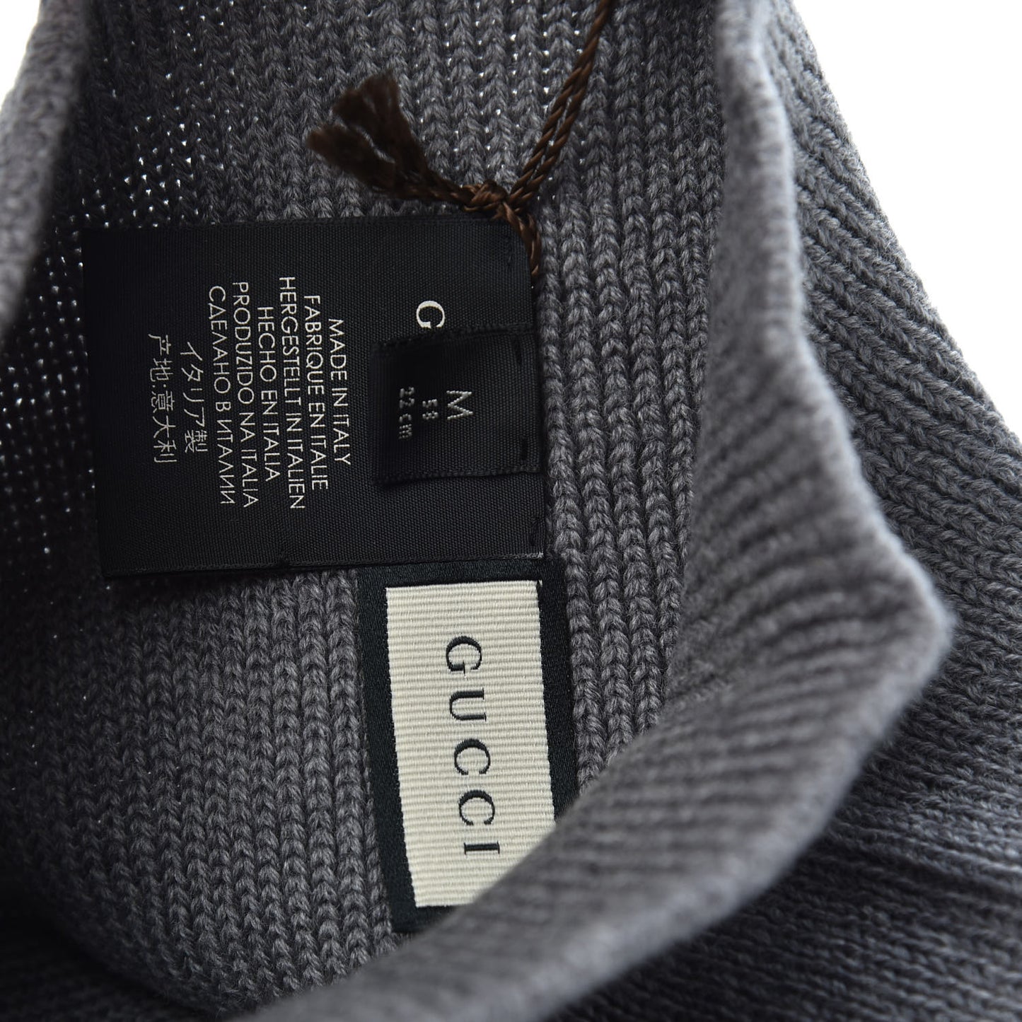 Wool Tricot Interlocking G Simple GG Beanie Hat M Graphite