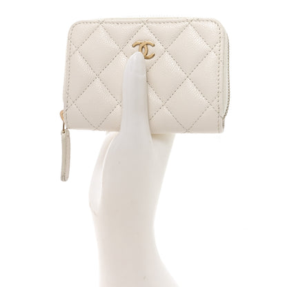 Chanel Caviar Quilted Zip Coin Purse White 2 of 8