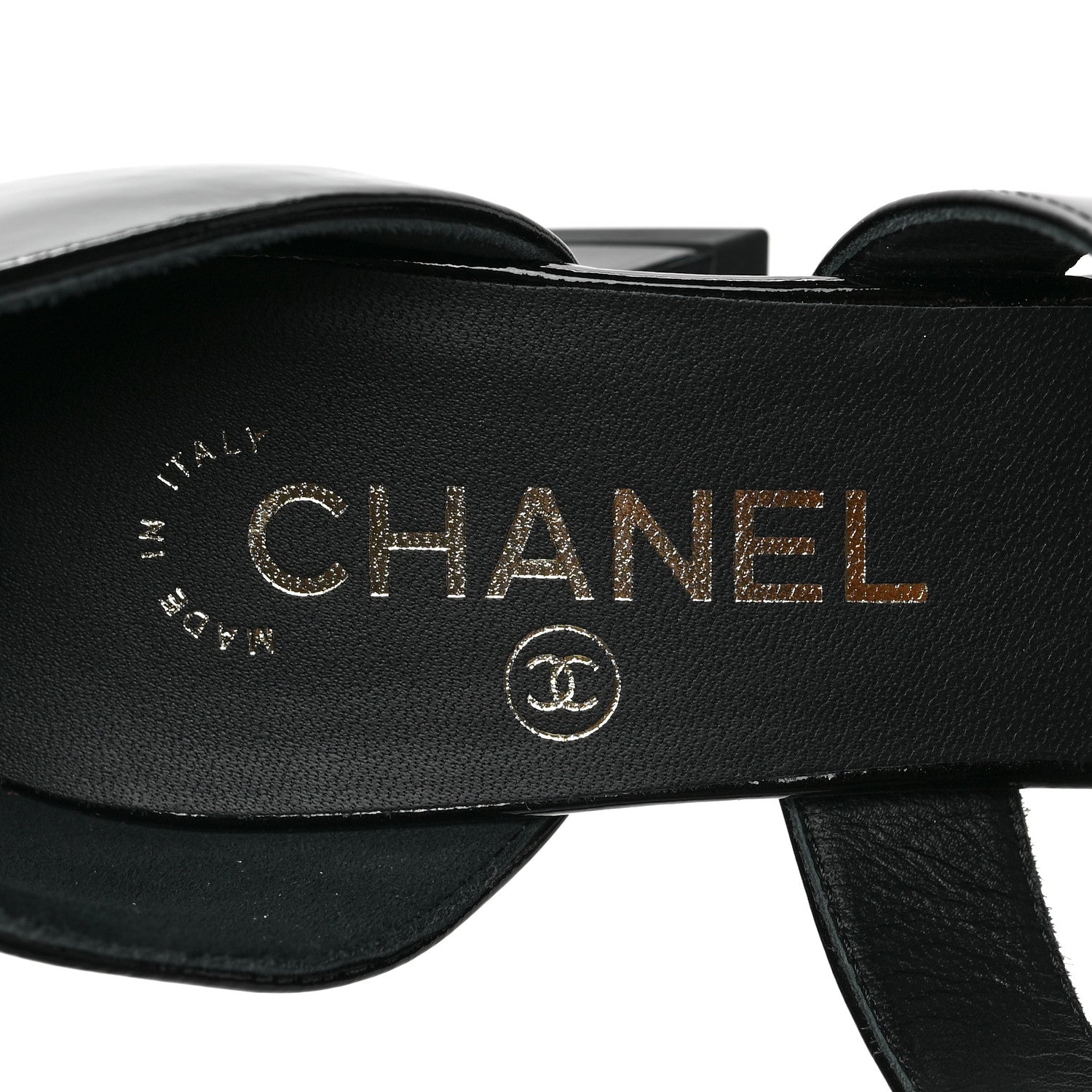 Chanel Patent Goatskin Sandals 38.5 Black 6 of 7