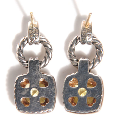 David Yurman Sterling Silver 18k Gold Lemon Citrine 7mm Renaissance Drop Earrings 3 of 4