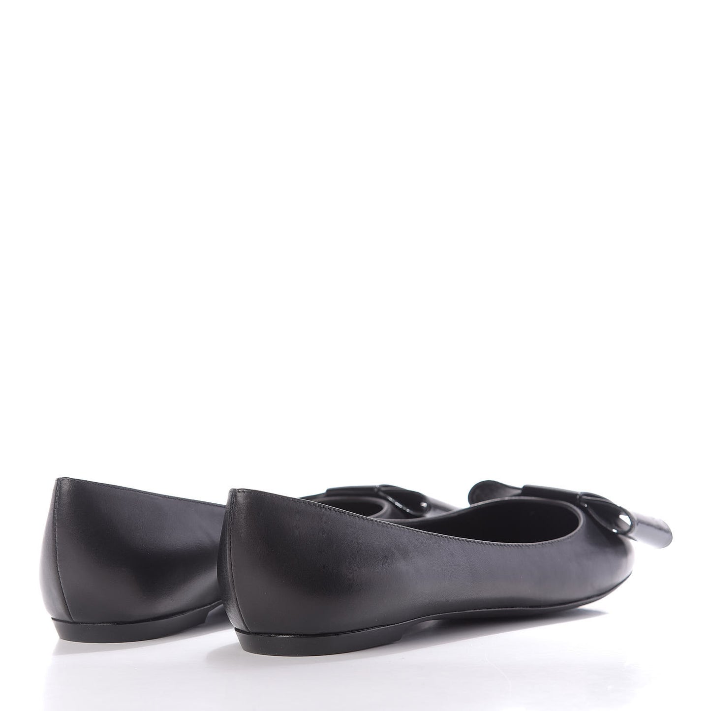 Calfskin Patent Bow Uniformes Ballet Flats 37 Black