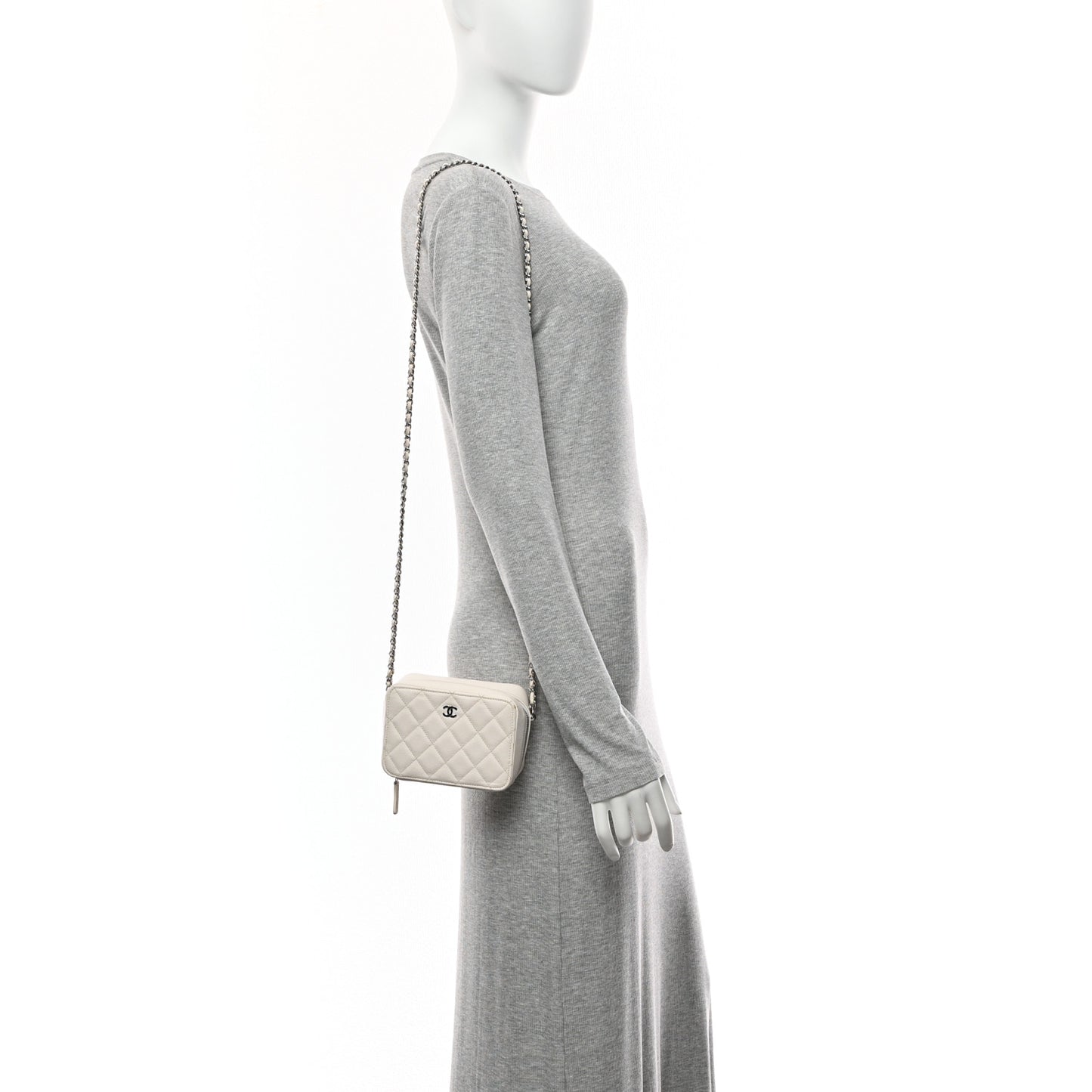 Caviar Quilted Camera Bag White
