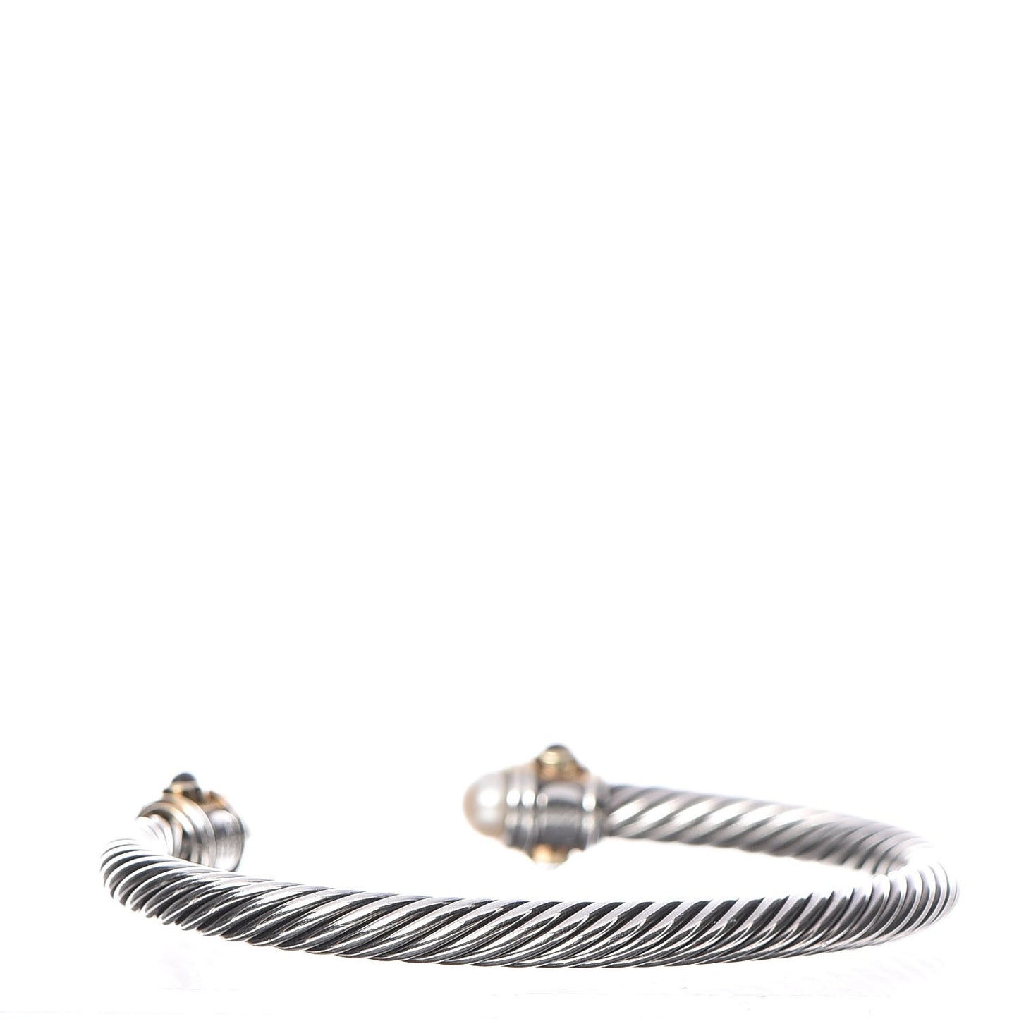 Sterling Silver 14K Gold Pearl 5mm Cable Renaissance Bracelet