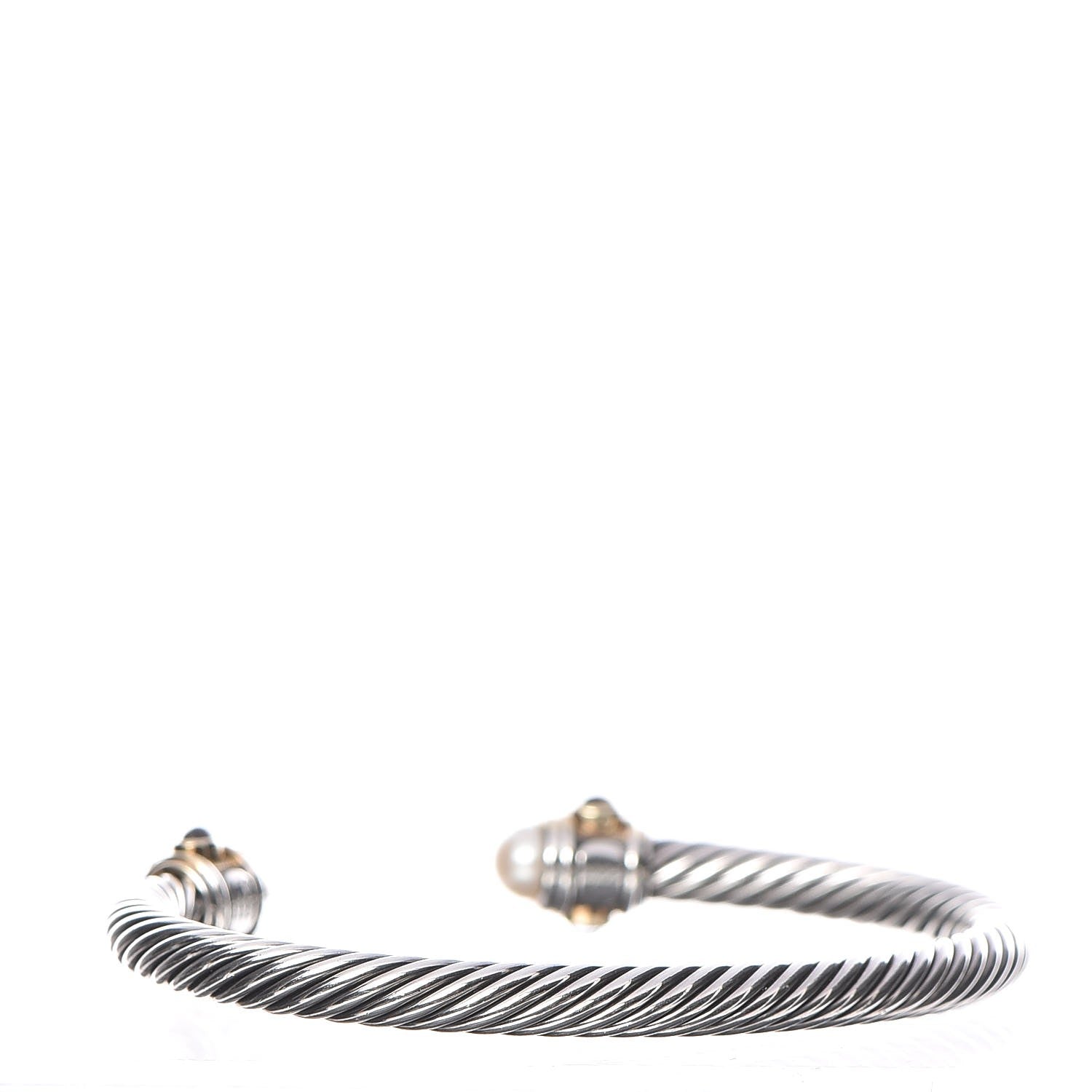 David Yurman Sterling Silver 14K Gold Pearl 5mm Cable Renaissance Bracelet 3 of 6