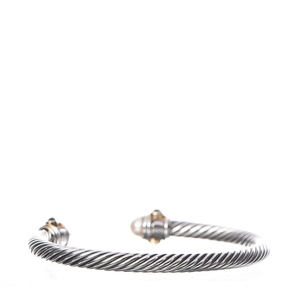 David Yurman Sterling Silver 14K Gold Pearl 5mm Cable Renaissance Bracelet 3 of 6