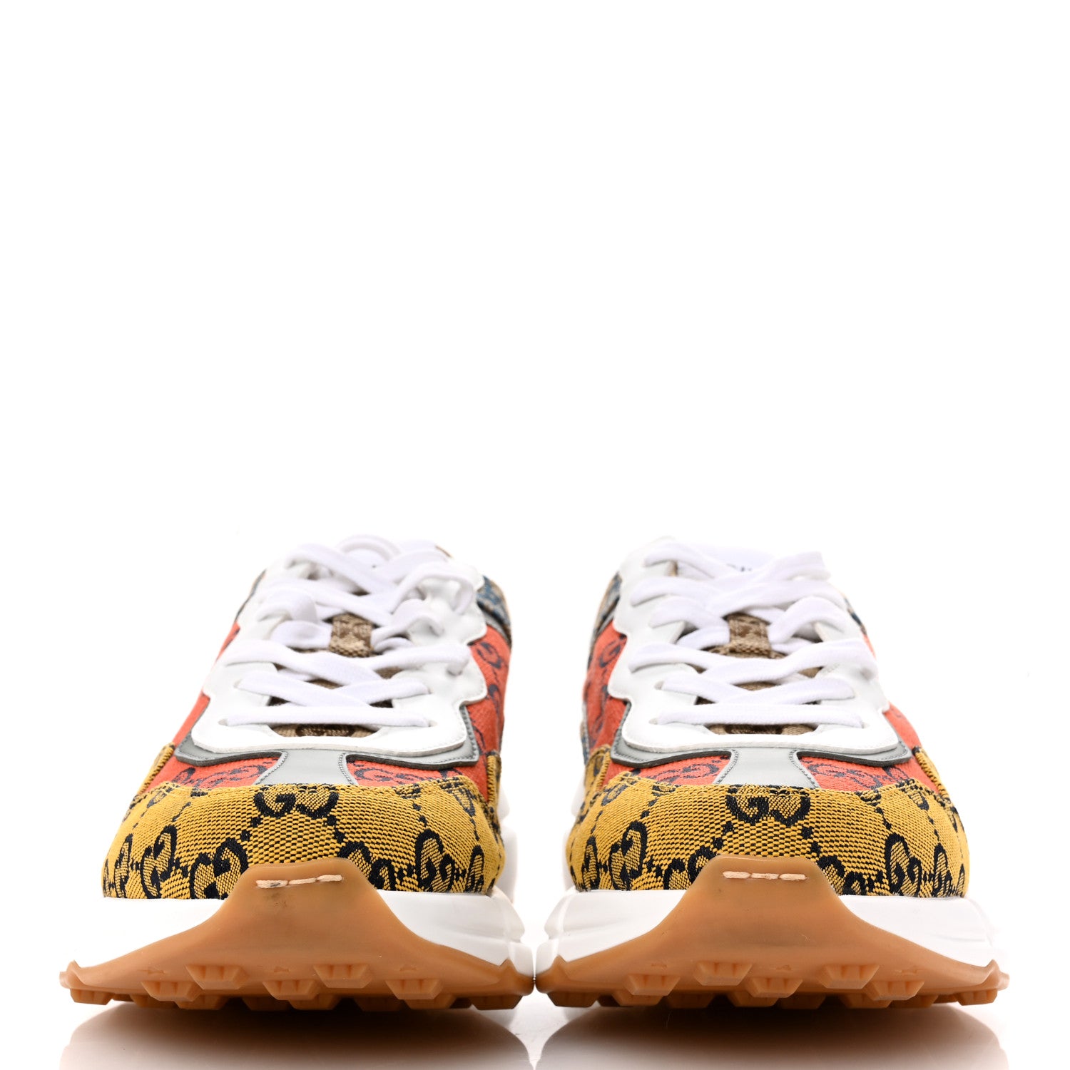 Gucci Monogram Multicolor Demetra Womens Rhyton Sneakers 39 Yellow Blue Great White Tabasco 3 of 9