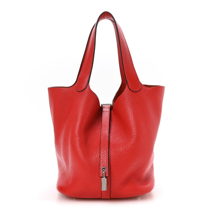 Hermes Taurillon Clemence Picotin Lock 22 MM Rouge Tomate 1 of 11