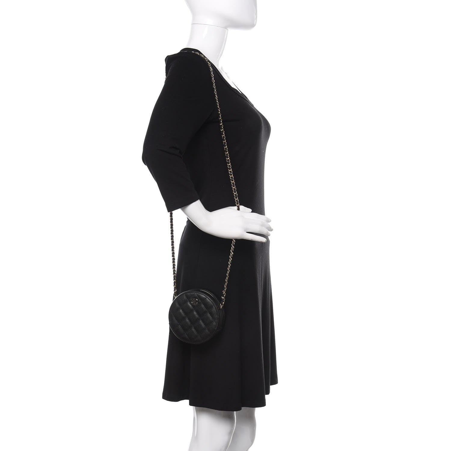 Chanel Caviar Quilted Round Clutch With Chain Black 2 of 10