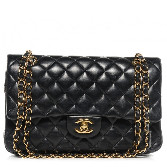 Lambskin Medium Double Flap Black