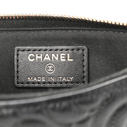 Chanel Caviar Camellia Embossed Classic Flat Wallet Pouch Black 6 of 8